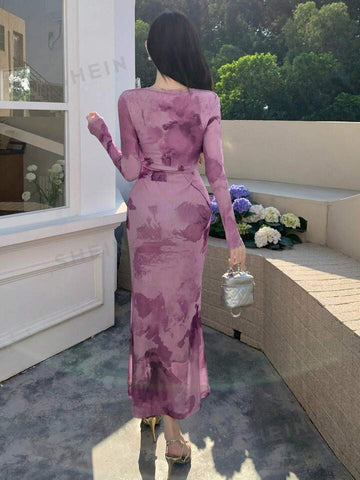 SHEIN DAZY Ombré Wrap Design Long Maxi Dress
